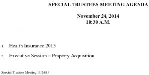 Icon of Special Trustee Meeting Agenda 11 24 2014