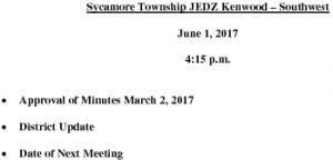 Icon of Agenda JEDZ Southwest Board 06-01-17