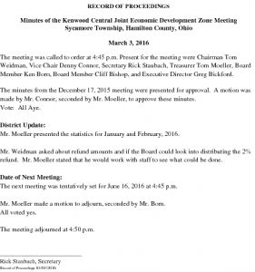 Icon of RECORD OF PROCEEDINGS JEDZ Central 03-03-16