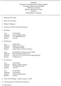 Icon of 12-16-19 BZA Agenda