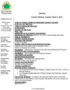 Icon of Trustee Meeting Agenda 03 02 2021