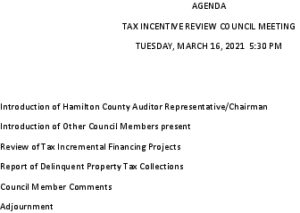 Icon of Tax Incentive Review Council Agenda 03 16 2021