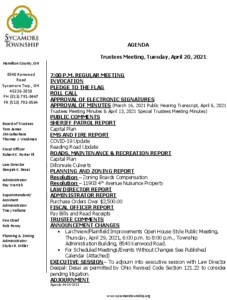 Icon of Trustee Meeting Agenda 04 20 2021