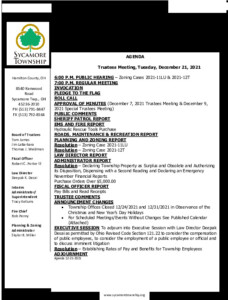 Icon of Trustee Meeting Agenda 12 21 2021