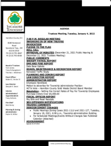 Icon of Trustee Meeting Agenda 01 04 2022