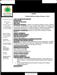 Icon of Trustee Meeting Agenda 02 01 2022