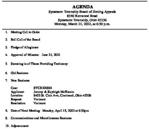 Icon of 03-21-22 BZA Meeting Agenda