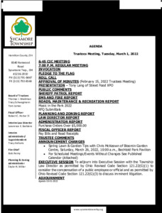 Icon of Trustee Meeting Agenda 03 01 2022