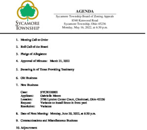 Icon of 05-16-22 BZA Meeting Agenda