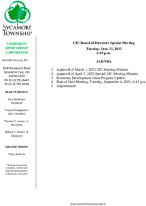 Icon of Special CIC Meeting Agenda 06 21 2022