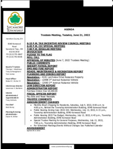 Icon of Trustee Meeting Agenda 06 21 2022