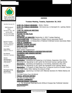 Icon of Trustee Meeting Agenda 09 20 2022