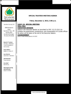 Icon of Special Trustees Meeting Agenda 12 02 2022