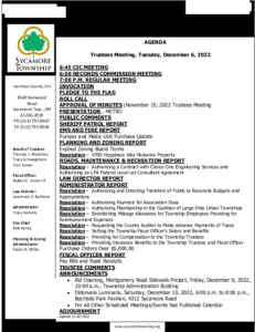 Icon of Trustee Meeting Agenda 12 06 2022