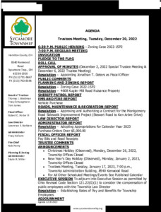 Icon of Trustee Meeting Agenda 12 20 2022