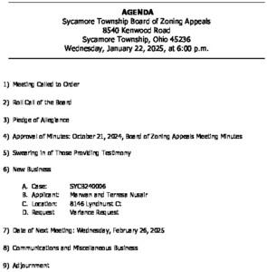 Icon of 01-22-25 BZA Meeting Agenda