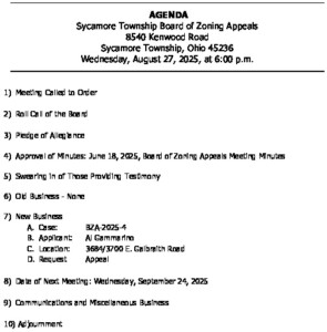 Icon of 08-27-25 BZA Meeting Agenda