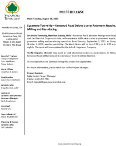 Icon of Sycamore Township Kenwood Road Press Release