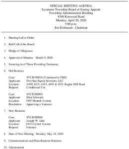 Icon of 04-20-20 Special BZA Meeting Agenda