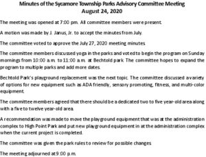 Icon of 08 24 2020 Parks Advisory Committee Meeting Minutes