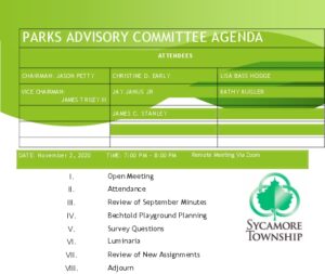 Icon of 11 02 2020 Parks Advisory Committee Agenda