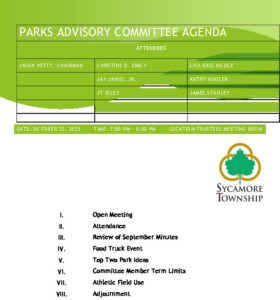 Icon of 10 25 2021 Parks Advisory Committee Agenda