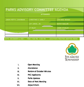 Icon of DATE CHANGE - 12 06 2021 Parks Advisory Committee Agenda