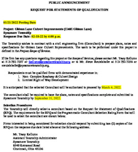 Icon of Consultant Selection RFQ (Gideon Lane Culvert Final)