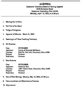 Icon of 04-18-22 BZA Meeting Agenda