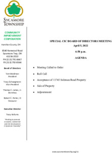 Icon of Special CIC Meeting Agenda 04 05 2022