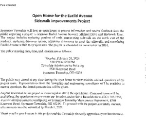 Icon of Open House Public Notice Euclid Road Sidewalk Improvements Project