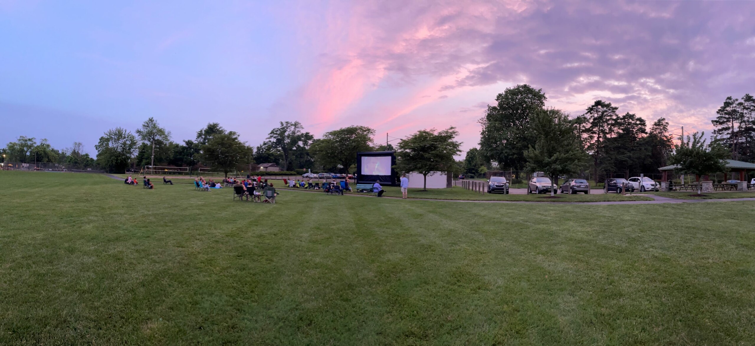 movie in the park at dusk