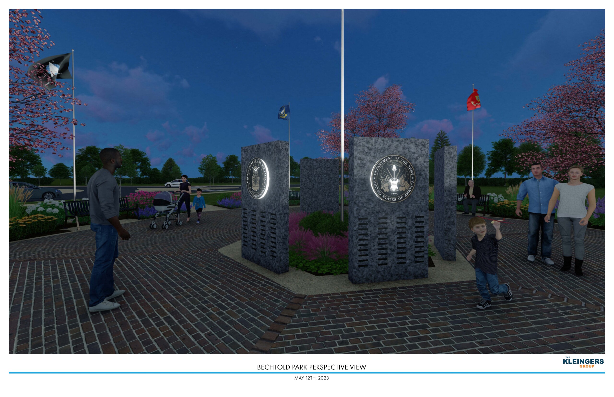 Veterans memorial at night rendering 2