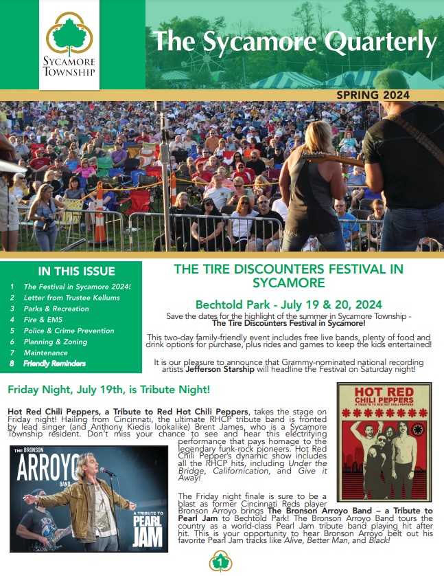 cover of newsletter wih crowd at festival in sycamore