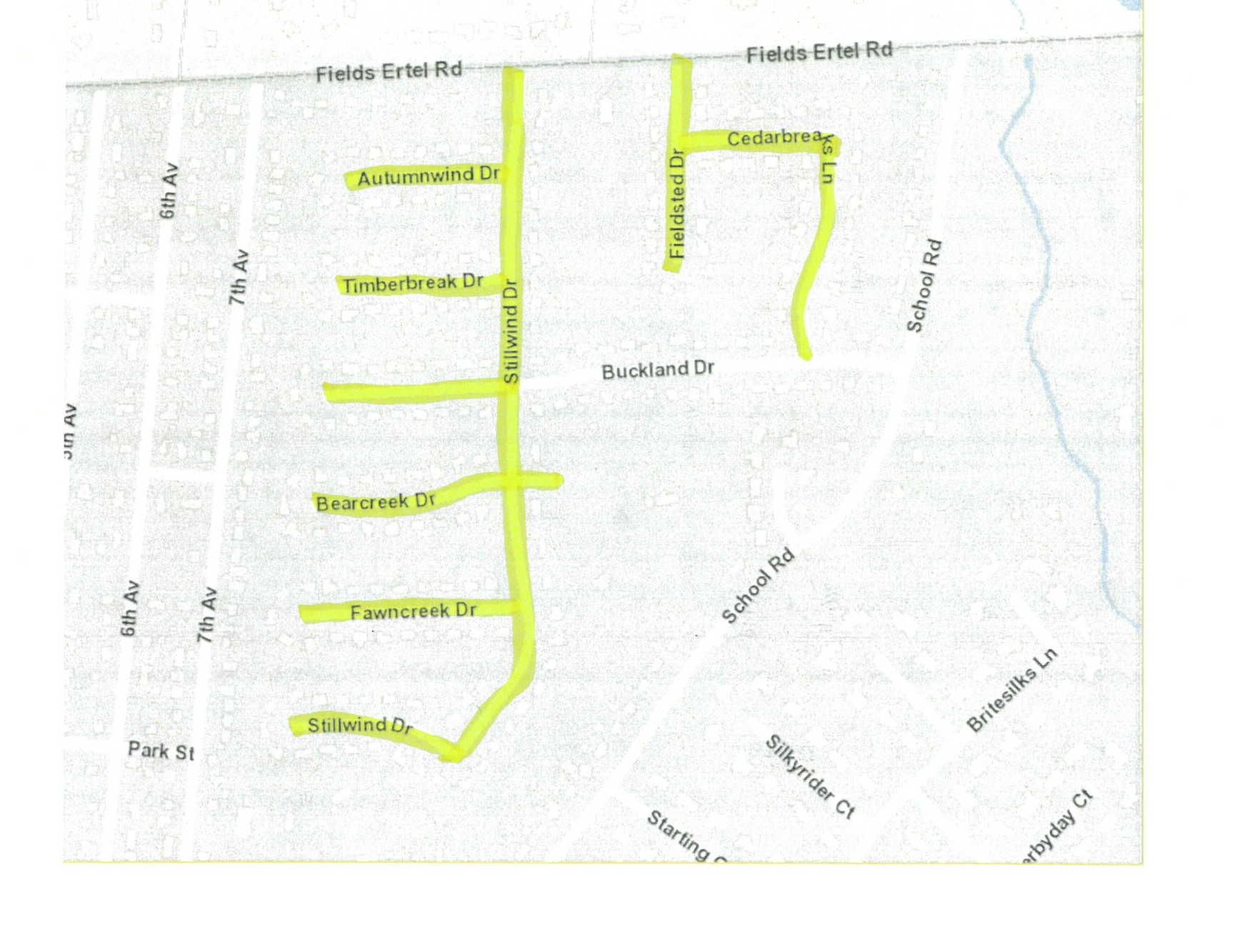 Map of streets involved in sidewalk repair program 2024