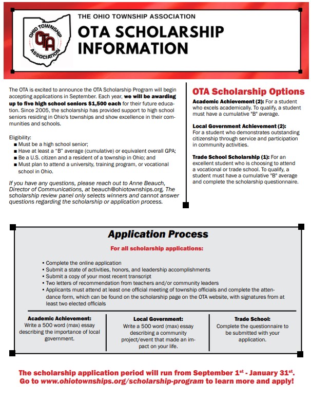 Ohio Township Association Scholarship Flyer