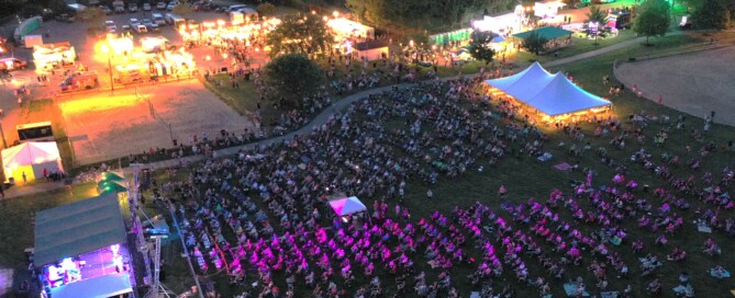 Drone photo Festival in Sycamore Crowd at night