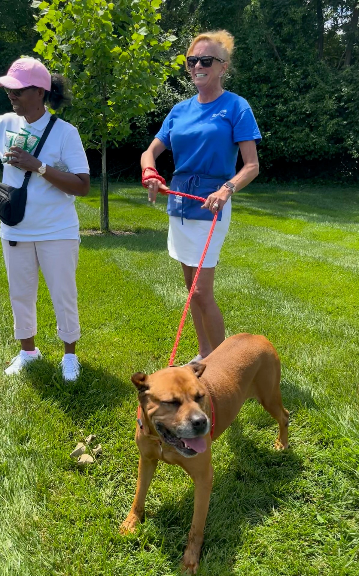 spca SPCA representative with brown dog
